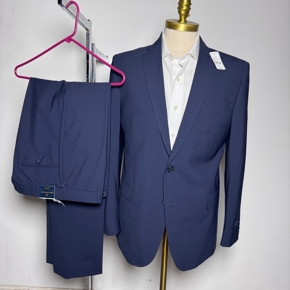 Brooks Brothers Suit Mens 42R W36 Navy Blue Solid Explorer Regent Fit 2-Button